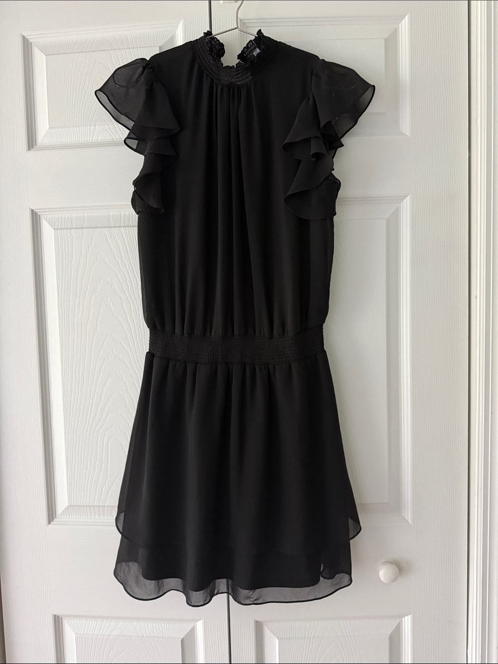 MSK Black Ruffle Sleeve Mini Dress